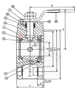 BQ71F對夾式保溫球閥外形結構圖