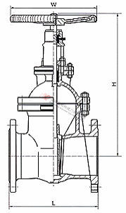 Z45H德標法蘭閘閥外形結構圖