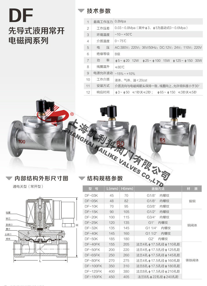 DF液用電磁閥常開(kāi)型外形結(jié)構(gòu)圖